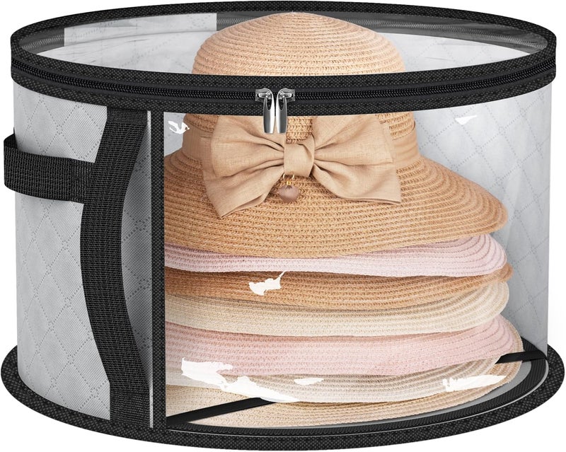 AOODA 18'' Oversized Clear Hat Storage Bag for Women, Holds up to 9 Caps Cowboy Hat Organizer for Closet, Wide Brims Hat Case with Carrying Handles (Grey) - Image 1